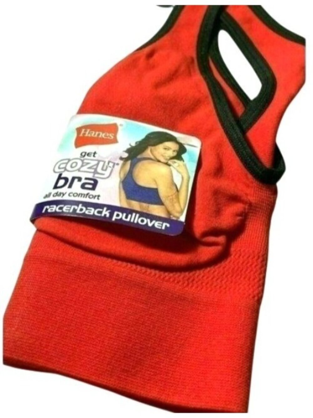 Hanes Women Cozy Bra Sport Bra XL RED Razerback Pullover Stretch Yoga Active NWT